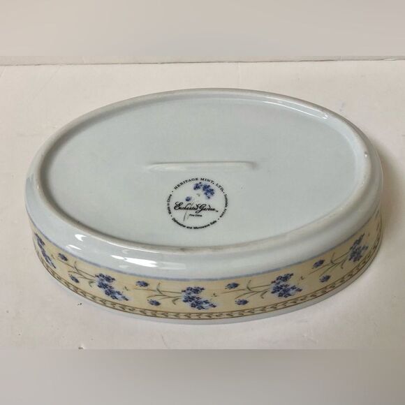 HERITAGE MINT ENCHANTED GARDEN OVAL BOWL BAKING 11"X7.5"X1.5" WHITE/FLORAL - Picture 7 of 11